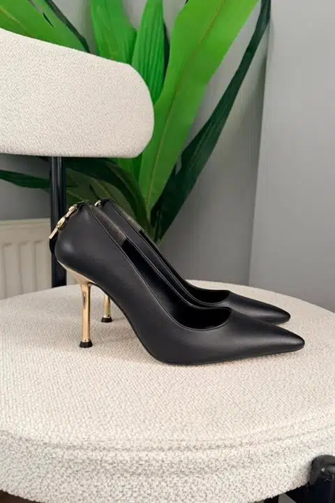 Kadın Alexal Siyah Arka Toka Detayı 10 cm İnce Topuklu Ayakkabı & Stileto
