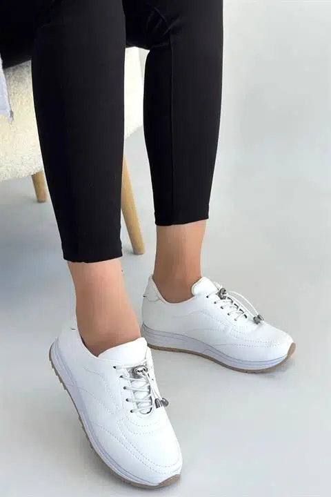 Kadın Ayda Beyaz Bağcıklı Ortopedik Rahat Tabanı Günlük Babet & Spor Ayakkabı Kadın Ayda Beyaz Bağcıklı Ortopedik Rahat Tabanı Günlük Babet & Spor Ayakkabı