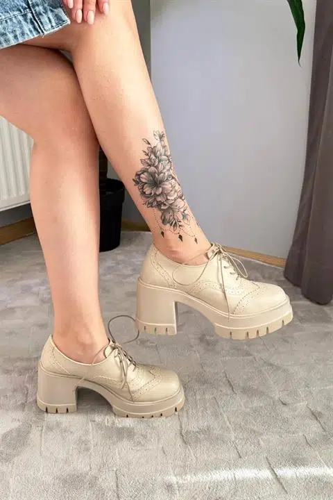 Kadın Diana Bej Cilt Carık Model 8 cm Topuklu Platformlu Ayakkabı