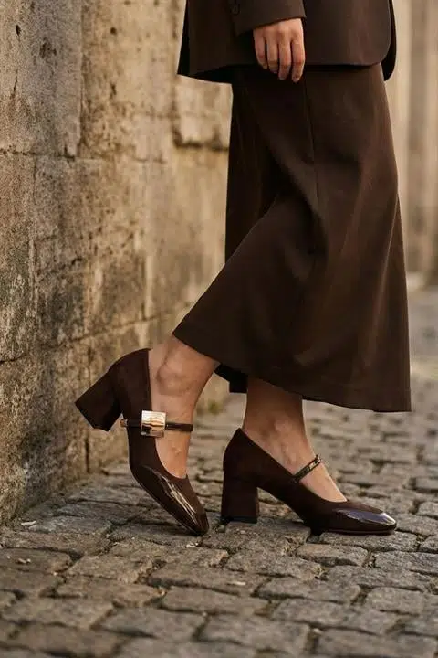 Kadın Emila Kahverengi 6 cm Kalın Topuklu Ayakkabı