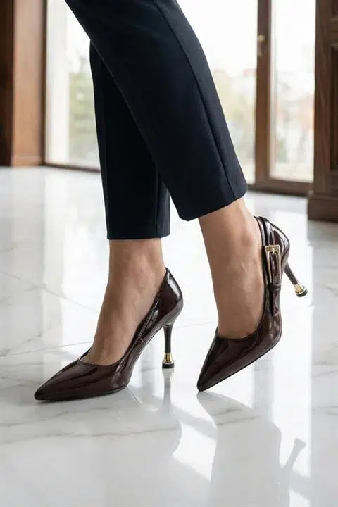 Kadın Fascino Kahverengi Rugan Stiletto Topuklu Ayakkabı