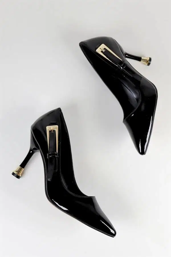 Kadın Fascino Siyah Rugan Stiletto Topuklu Ayakkabı