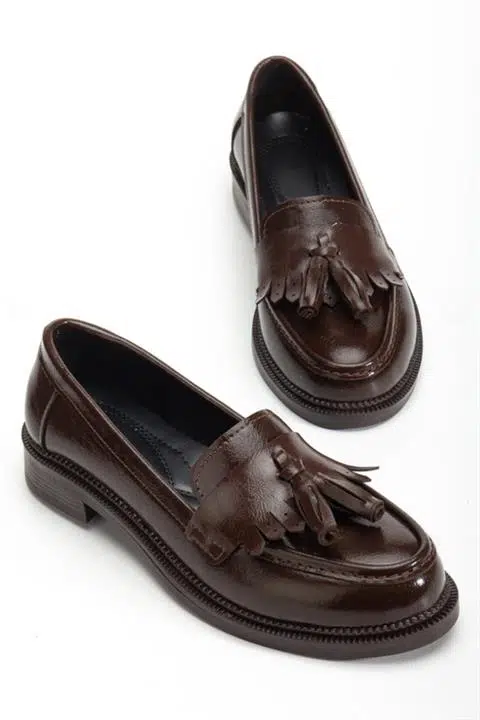 Kadın Flex Kahve Rugan Loafer Günlük Ayakkabı