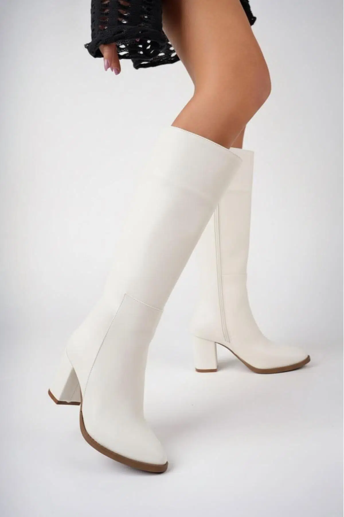 Kadın Les Passent Cilt Yandan Fermuarlı Yüksek Topuk Çizme 9 Cm