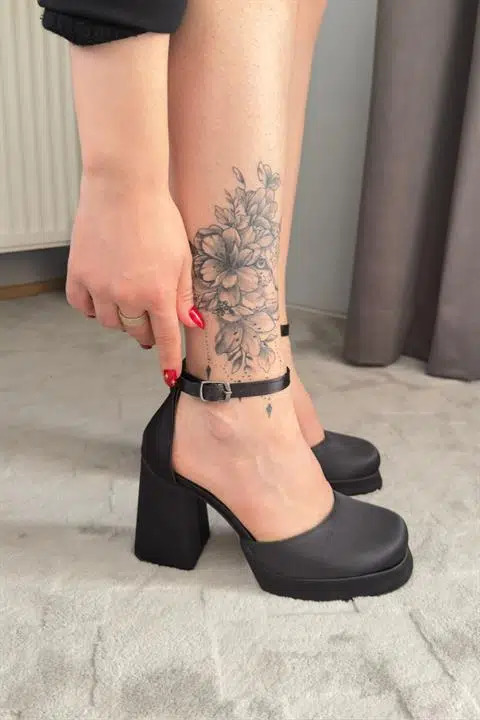 Kadın Lina Siyah Saten 9 cm Platfom Topuklu Aykkabı