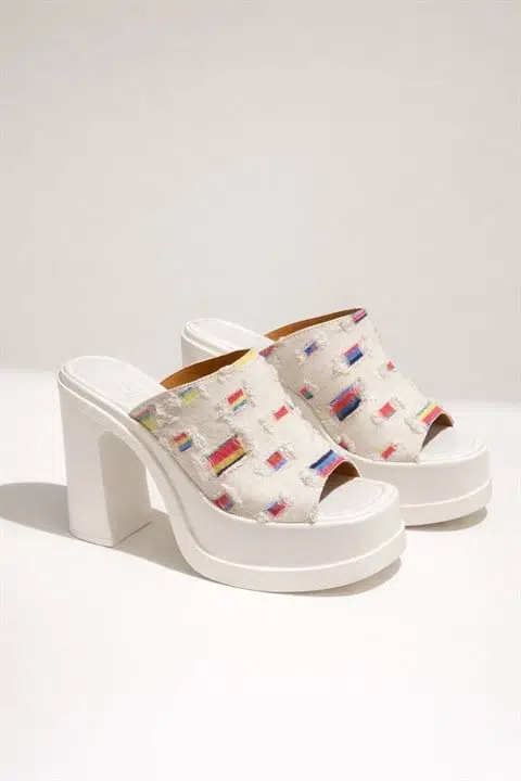 Kadın Marci Beyaz Kot Geniş Bantlı (12 cm ) Platform Topuklu Terlik 1001 Kadın Marci Beyaz Kot Geniş Bantlı (12 cm ) Platform Topuklu Terlik 1001