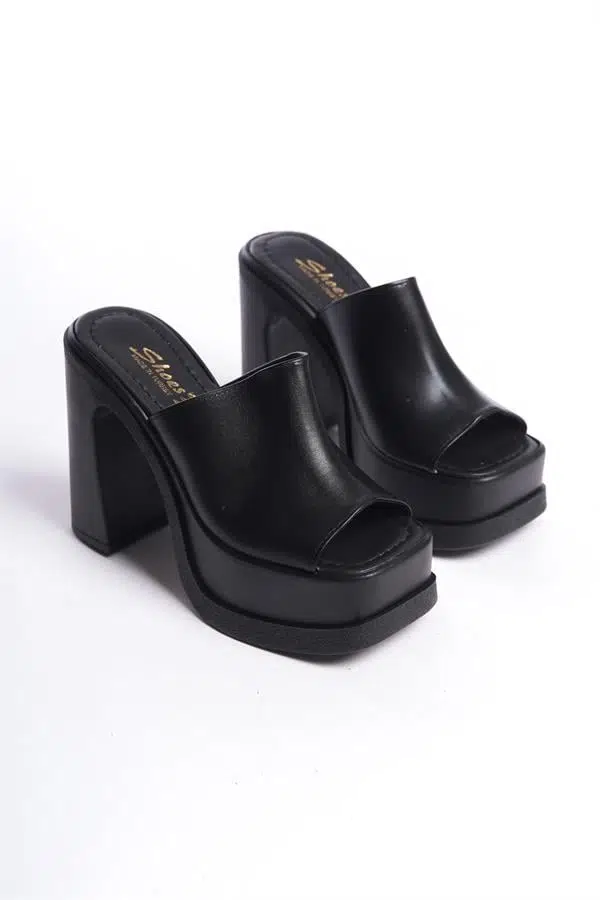 Kadın Marci Siyah Geniş Bantlı (12 cm ) Platform Topuklu Terlik Kadın Marci Siyah Geniş Bantlı (12 cm ) Platform Topuklu Terlik