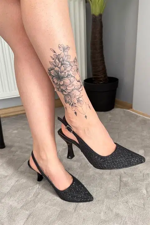 Kadın Olga Siyah Taş İşlemli Arkası Acık Abiye Ayakkabı