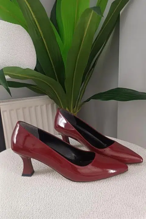Kadın Sity Bordo Rugan 6 cm İnce Topuklu Stiletto